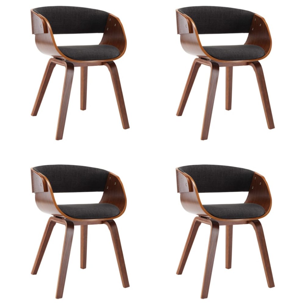 Vidaxl Jedálenské stoličky 4 ks sivé ohýbané drevo a látka